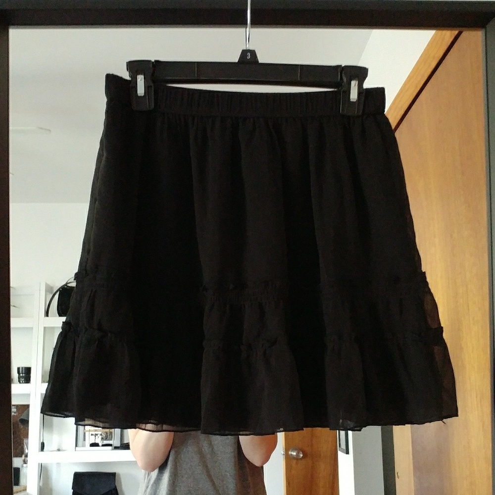 Black skater skirt with ruffles